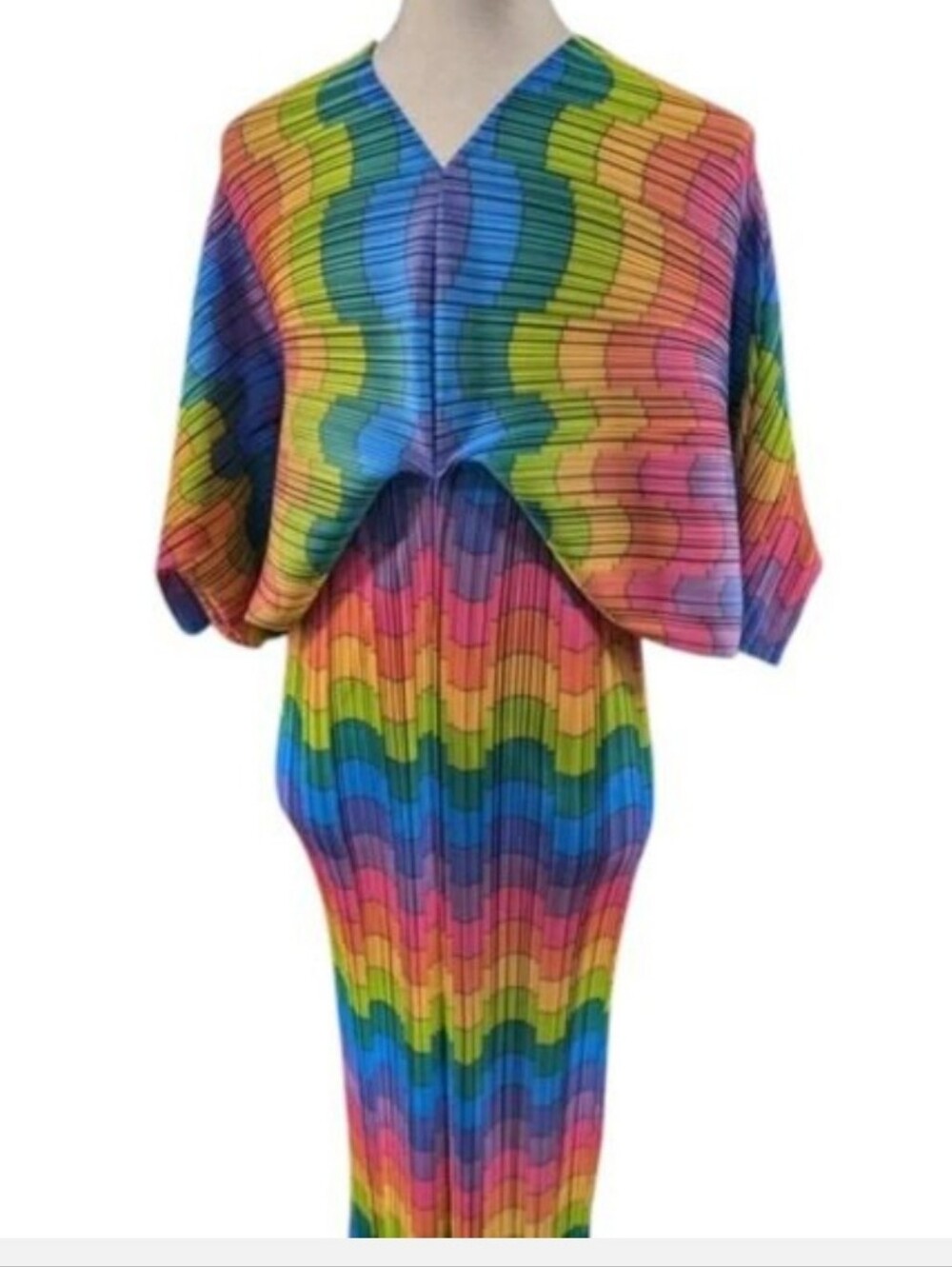 Dressed In Lala Woman Of The Hour Rainbow Kaleidoscope Dress Kimono Sleeve OS